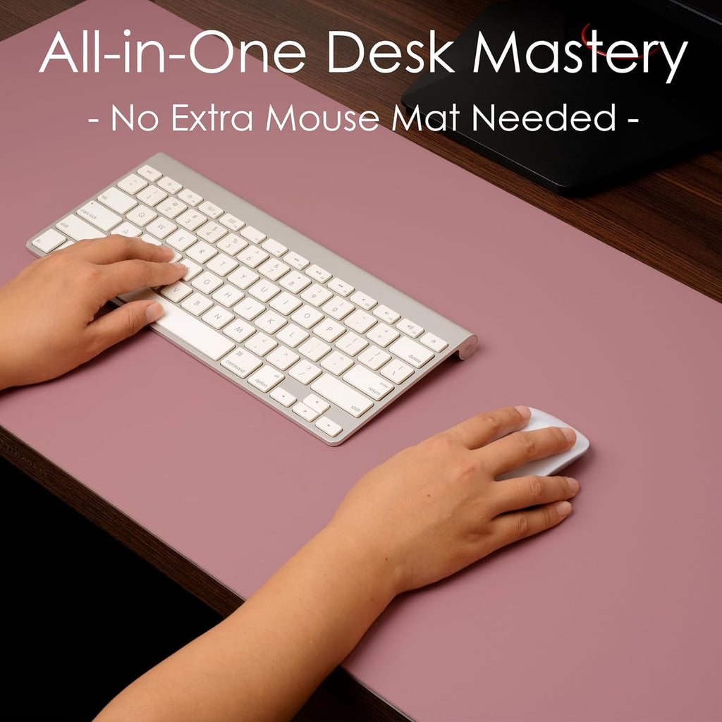 Leather Desk Pad Protector, Waterproof Mouse Pad, PU Desk Mat, Office Desk Cover, Desk Writing Mat for Office/Home/Work/Cubicle (Purple/Pink) 23.6X13.7In