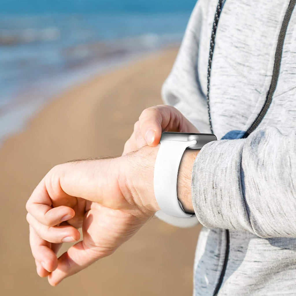 Sport Bands Compatible with Apple Watch Bands 38Mm 40Mm 41Mm 42Mm 44Mm 45Mm 49Mm,Soft Silicone Waterproof Strap for Iwatch Ultra2 Series 9 Ultra 8 7 6 5 4 3 2 1 SE Women Men